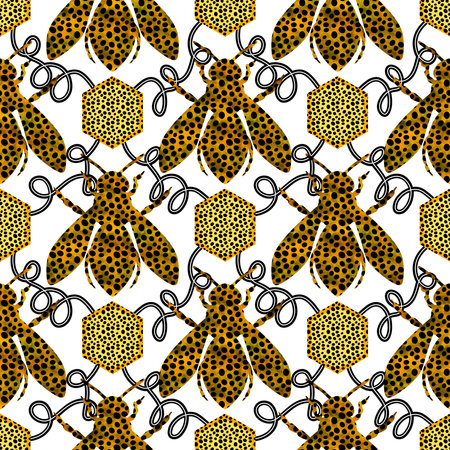 Kids seamless bee pattern for wallpaper and fabrics and textiles and packaging and gifts and cards and linens and wrapping paper. High quality illustrationの写真素材