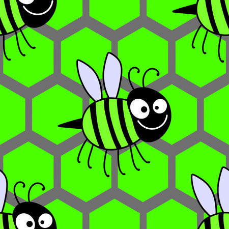 Kids seamless bee pattern for wallpaper and fabrics and textiles and packaging and gifts and cards and linens and wrapping paper. High quality illustrationの写真素材