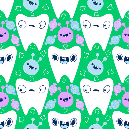 Medicine seamless teeth pattern for wrapping paper and fabrics and lines and kids clothes print and doctors accessories and drugstore packaging. High quality illustrationの写真素材