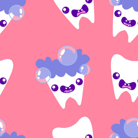 Medicine seamless teeth pattern for wrapping paper and fabrics and lines and kids clothes print and doctors accessories and drugstore packaging. High quality illustrationの写真素材