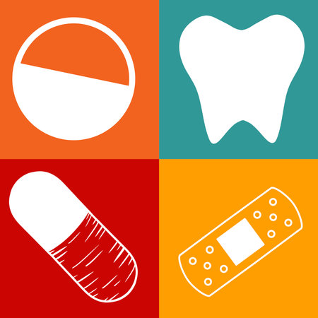 Medicine seamless teeth pattern for wrapping paper and fabrics and lines and kids clothes print and doctors accessories and drugstore packaging. High quality illustrationの写真素材