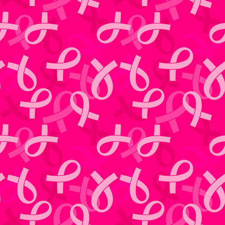 Breast cancer month seamless pink ribbon day mammogram pattern for wrapping paper and medical accessories and medicine textiles. High quality illustrationの写真素材
