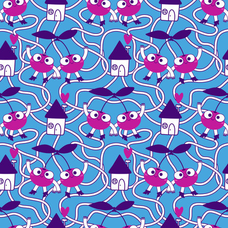 Summer fruit seamless cherry berry pattern for wrapping paper and fabrics and lines and kids clothes print and fashion textiles and party accessories and kitchen. High quality illustrationの写真素材