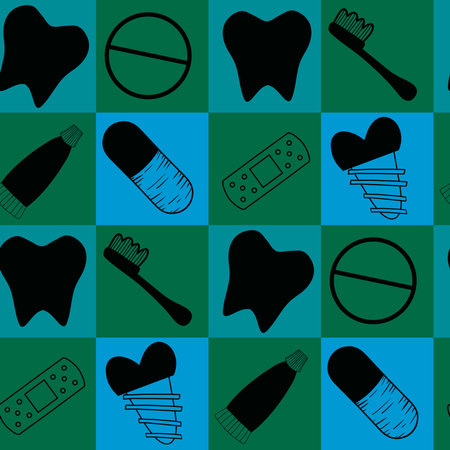 Medicine seamless teeth pattern for wrapping paper and fabrics and lines and kids clothes print and doctors accessories and drugstore packaging. High quality illustrationの写真素材