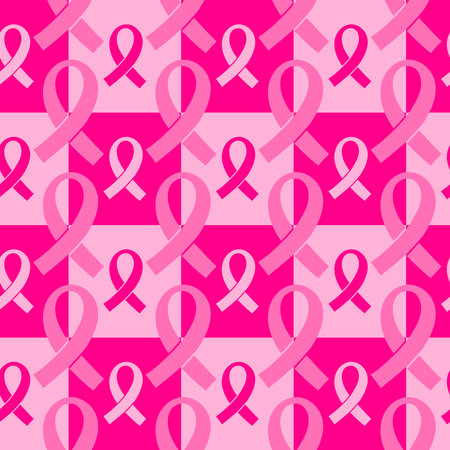 Breast cancer month seamless pink ribbon day mammogram pattern for wrapping paper and medical accessories and medicine textiles. High quality illustrationの写真素材