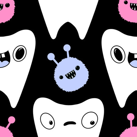 Medicine seamless teeth pattern for wrapping paper and fabrics and lines and kids clothes print and...