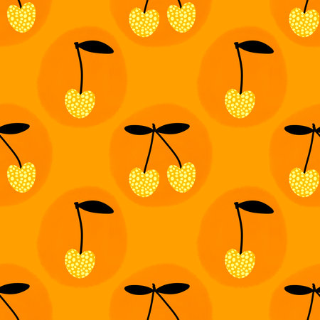 Summer fruit seamless cherry berry pattern for wrapping paper and fabrics and lines and kids clothes print and fashion textiles and party accessories and kitchen. High quality illustrationの写真素材