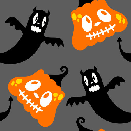 Halloween ghost seamless cartoon pattern for wrapping paper and fabrics and lines and kids clothes print and packaging and festive accessories. High quality illustrationの写真素材