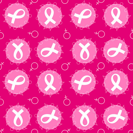 Breast cancer month seamless pink ribbon day mammogram pattern for wrapping paper and medical accessories and medicine textiles. High quality illustrationの写真素材