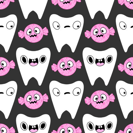 Medicine seamless teeth pattern for wrapping paper and fabrics and lines and kids clothes print and doctors accessories and drugstore packaging. High quality illustrationの写真素材