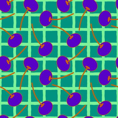 Summer fruit seamless cherry berry pattern for wrapping paper and fabrics and lines and kids clothes...