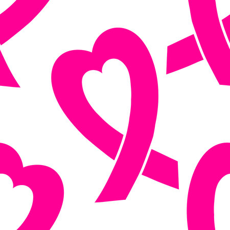 Breast cancer month seamless pink ribbon day mammogram pattern for wrapping paper and medical...