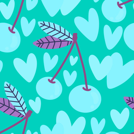 Summer fruit seamless cherry berry pattern for wrapping paper and fabrics and lines and kids clothes...