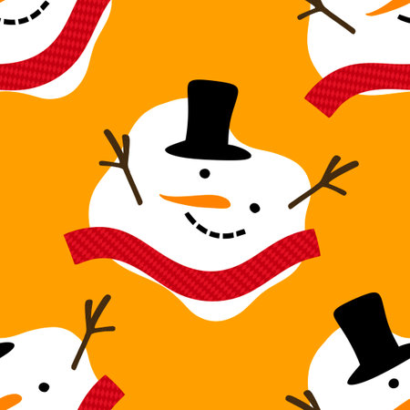 Christmas cartoon ice seamless snowman pattern for wrapping paper and fabrics and lines and kids clothes print and party accessories and new year packaging. High quality illustrationの写真素材