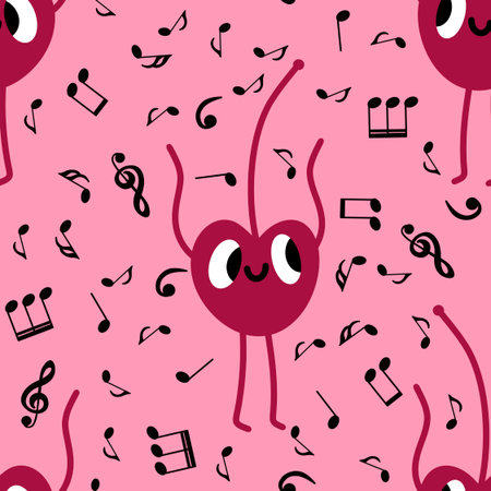 Summer fruit seamless cherry berry pattern for wrapping paper and fabrics and lines and kids clothes print and fashion textiles and party accessories and kitchen. High quality illustrationの写真素材