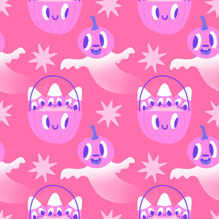 Halloween ghost seamless cartoon pattern for wrapping paper and fabrics and lines and kids clothes print and packaging and festive accessories. High quality illustrationの写真素材