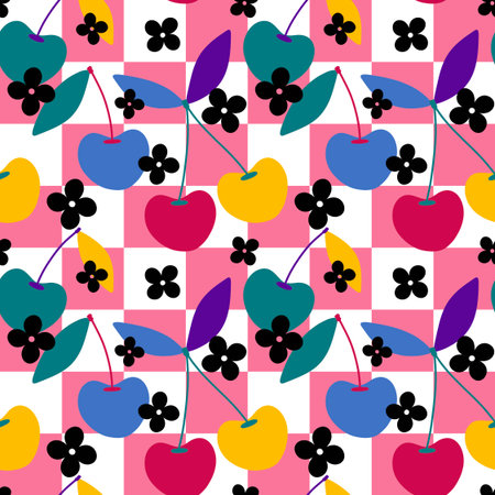 Summer fruit seamless cherry berry pattern for wrapping paper and fabrics and lines and kids clothes...