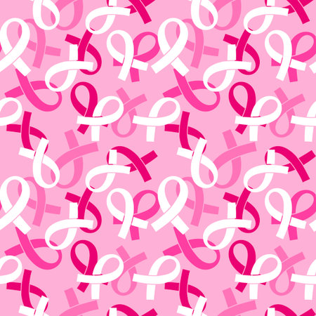 Breast cancer month seamless pink ribbon day mammogram pattern for wrapping paper and medical accessories and medicine textiles. High quality illustrationの写真素材