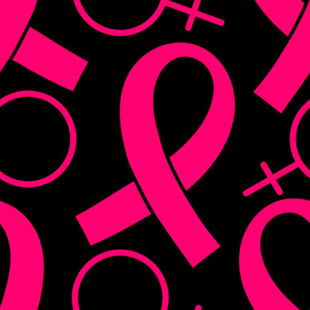 Breast cancer month seamless pink ribbon day mammogram pattern for wrapping paper and medical accessories and medicine textiles. High quality illustrationの写真素材