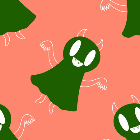Halloween ghost seamless cartoon pattern for wrapping paper and fabrics and lines and kids clothes print and packaging and festive accessories. High quality illustrationの写真素材