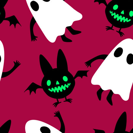 Halloween ghost seamless cartoon pattern for wrapping paper and fabrics and lines and kids clothes print and packaging and festive accessories. High quality illustrationの写真素材