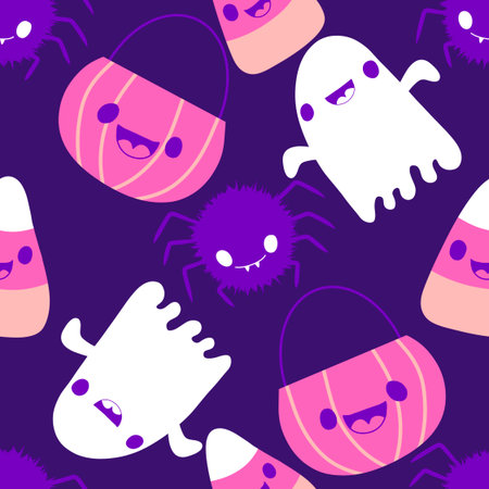 Halloween ghost seamless cartoon pattern for wrapping paper and fabrics and lines and kids clothes print and packaging and festive accessories. High quality illustrationの写真素材