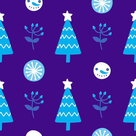 Christmas tree seamless winter toys pattern for wrapping paper and fabrics and lines and new year packaging and kids clothes print and Noel party accessories. High quality illustrationの写真素材