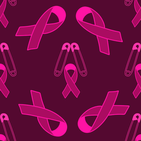 Breast cancer month seamless pink ribbon day mammogram pattern for wrapping paper and medical accessories and medicine textiles. High quality illustrationの写真素材