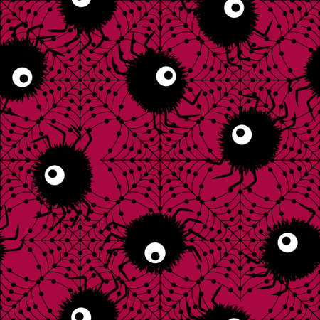 Cartoon monsters seamless Halloween spider pattern for wallpaper and fabrics and textiles and packaging and lines and kids clothes print and wrapping paper. High quality illustrationの写真素材