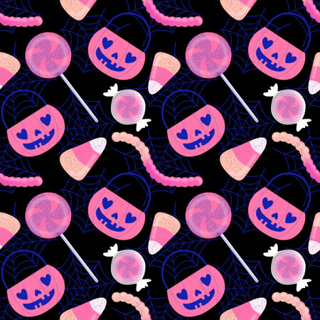Autumn harvest vegetable seamless monster Halloween pumpkins pattern for wrapping paper and fabrics and kids clothes print and festive packaging and accessories. High quality illustrationの写真素材