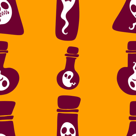 Halloween ghost seamless cartoon pattern for wrapping paper and fabrics and lines and kids clothes print and packaging and festive accessories. High quality illustrationの写真素材