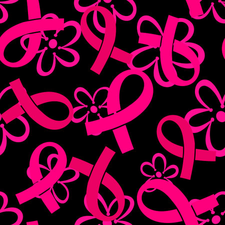 Breast cancer month seamless pink ribbon day mammogram pattern for wrapping paper and medical accessories and medicine textiles. High quality illustrationの写真素材