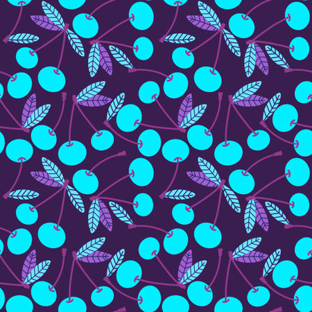 Summer fruit seamless cherry berry pattern for wrapping paper and fabrics and lines and kids clothes print and fashion textiles and party accessories and kitchen. High quality illustrationの写真素材