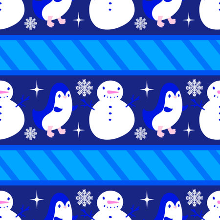Christmas animals seamless penguin pattern for wrapping paper and fabrics and lines and kids clothes print and new year packaging and Noel winter packaging. High quality illustrationの写真素材