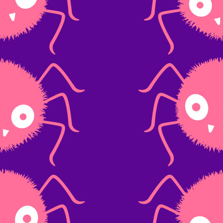 Cartoon monsters seamless Halloween spider pattern for wallpaper and fabrics and textiles and packaging and lines and kids clothes print and wrapping paper. High quality illustrationの写真素材