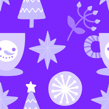 Christmas tree seamless winter toys pattern for wrapping paper and fabrics and lines and new year packaging and kids clothes print and Noel party accessories. High quality illustrationの写真素材