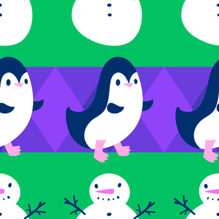 Christmas animals seamless penguin pattern for wrapping paper and fabrics and lines and kids clothes print and new year packaging and Noel winter packaging. High quality illustrationの写真素材