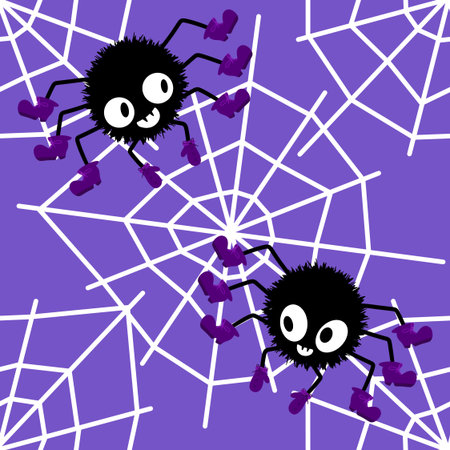 Cartoon monsters seamless Halloween spider pattern for wallpaper and fabrics and textiles and...