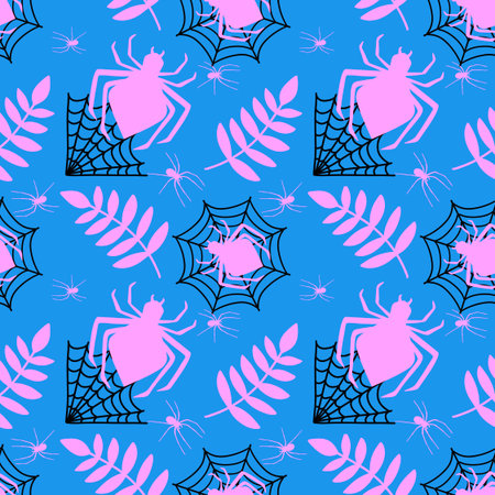 Cartoon monsters seamless Halloween spider pattern for wallpaper and fabrics and textiles and packaging and lines and kids clothes print and wrapping paper. High quality illustrationの写真素材