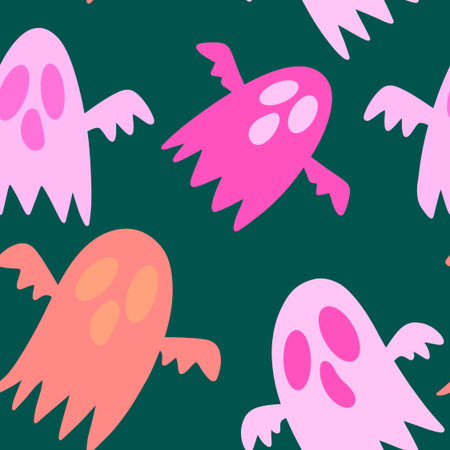 Halloween ghost seamless cartoon pattern for wrapping paper and fabrics and lines and kids clothes...