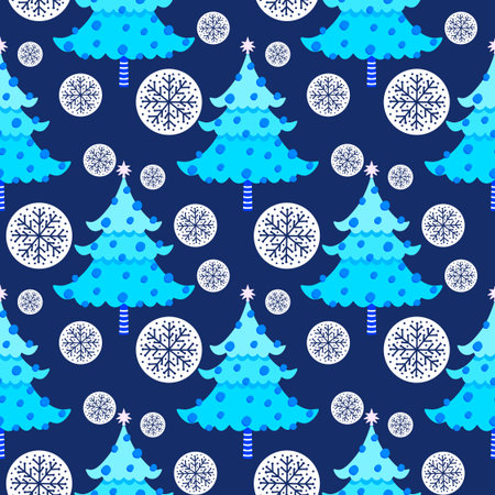 Christmas tree seamless winter toys pattern for wrapping paper and fabrics and lines and new year packaging and kids clothes print and Noel party accessories. High quality illustrationの写真素材