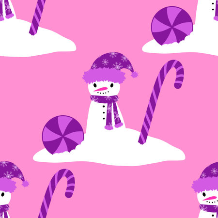 Christmas cartoon ice seamless snowman pattern for wrapping paper and fabrics and lines and kids clothes print and party accessories and new year packaging. High quality illustrationの写真素材