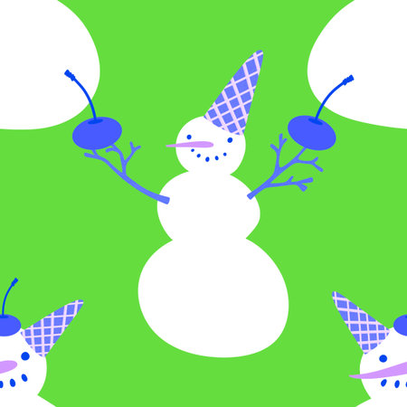 Christmas cartoon ice seamless snowman pattern for wrapping paper and fabrics and lines and kids clothes print and party accessories and new year packaging. High quality illustrationの写真素材