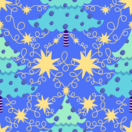 Christmas tree seamless winter toys pattern for wrapping paper and fabrics and lines and new year...