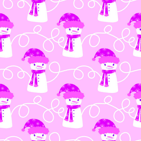 Christmas cartoon ice seamless snowman pattern for wrapping paper and fabrics and lines and kids clothes print and party accessories and new year packaging. High quality illustrationの写真素材