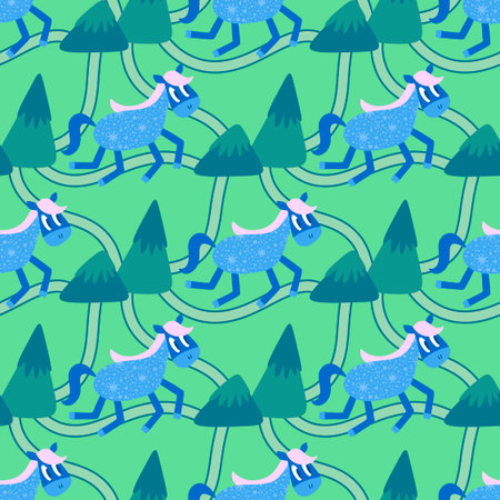 New year 2026 animals seamless Christmas horses pattern for wrapping paper and party accessories and...