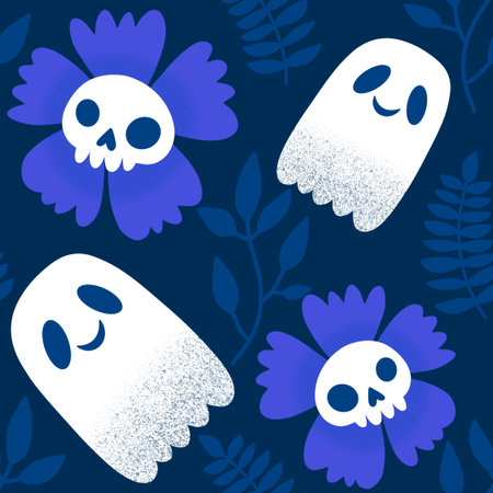 Halloween ghost seamless cartoon pattern for wrapping paper and fabrics and linens and kids clothes...