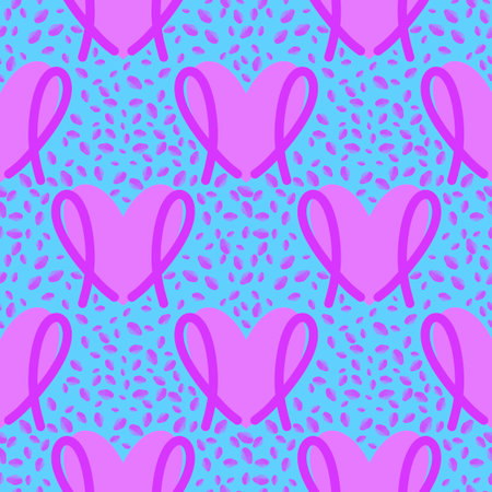 Breast cancer month seamless pink ribbon day mammogram pattern for wrapping paper and medical...