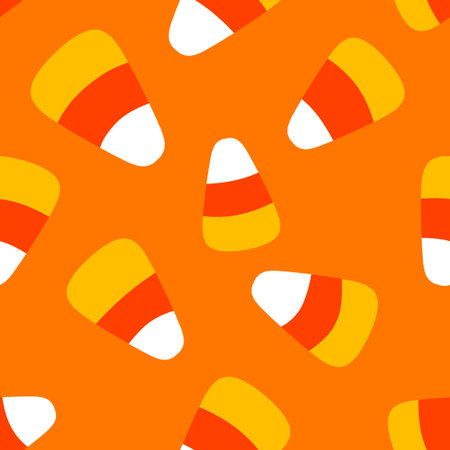 Cartoon Halloween sugar monsters seamless candy corn pattern for wrapping paper and fabrics and...