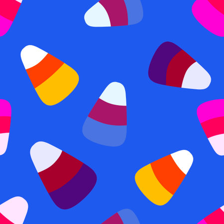 Cartoon Halloween sugar monsters seamless candy corn pattern for wrapping paper and fabrics and...